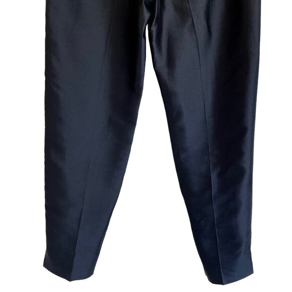 Dana Buchman 100% Silk Navy Blue Flat Front High Waisted Tapered Ankle Pants 4 - Picture 12 of 13